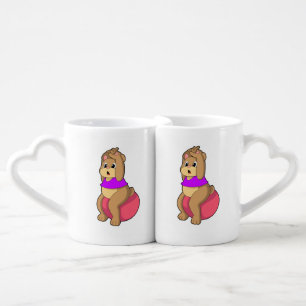 Bear at Fitness with Exercise ball.PNG Coffee Mug Set