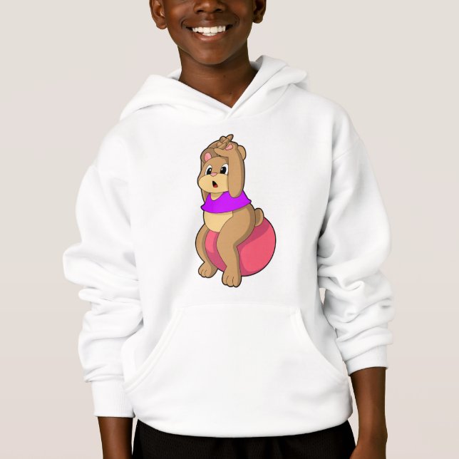 Bear at Fitness with Exercise ball.PNG Hoodie (Front)