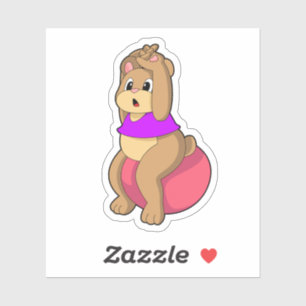 Bear at Fitness with Exercise ball.PNG Sticker