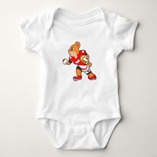 Bear at Football Sports Baby Bodysuit