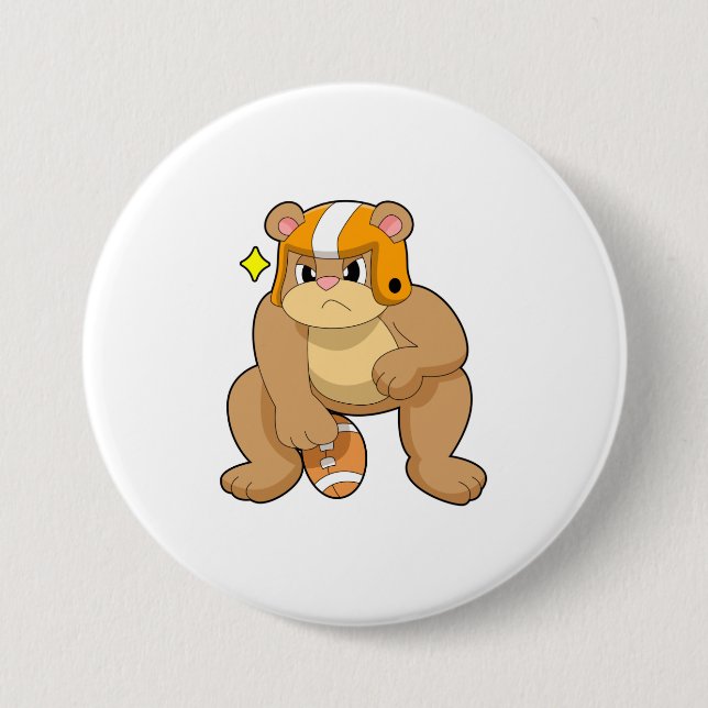 Bear at Football Sports Button (Front)
