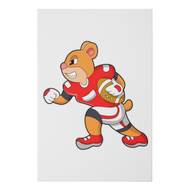 Bear at Football Sports Faux Canvas Print (Front)