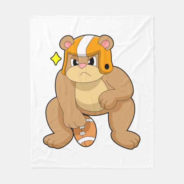 Bear at Football Sports Fleece Blanket (Front)