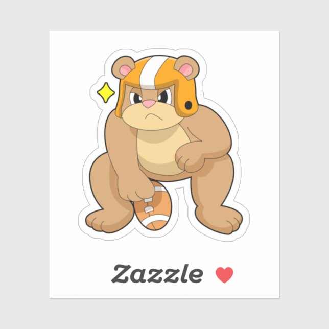 Bear at Football Sports Sticker (Sheet)