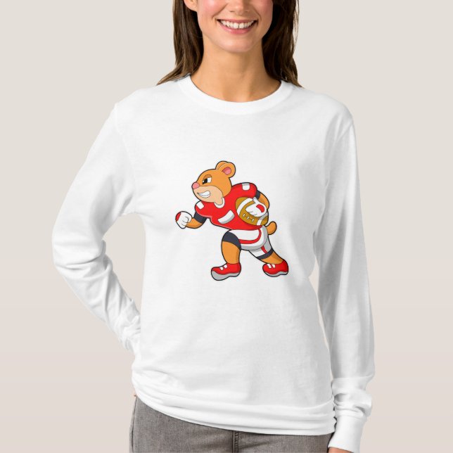 Bear at Football Sports T-Shirt (Front)