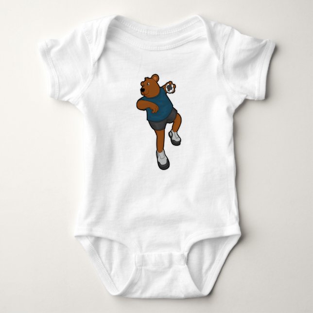 Bear at Handball player with Handball Baby Bodysuit (Front)