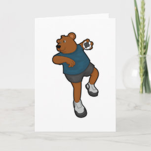 Bear at Handball player with Handball Card