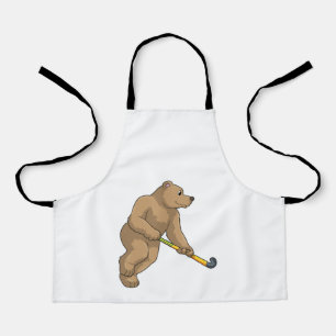 Bear at Hockey with Hockey bat Apron