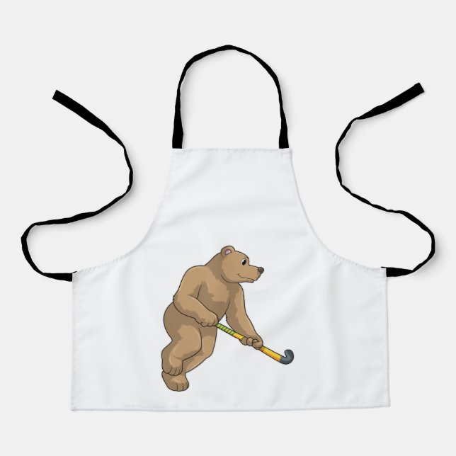 Bear at Hockey with Hockey bat Apron (Front)