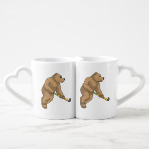 Bear at Hockey with Hockey bat Coffee Mug Set