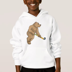 Bear at Hockey with Hockey bat Hoodie