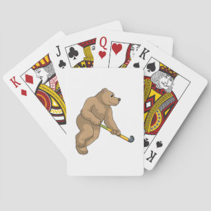 Bear at Hockey with Hockey bat Poker Cards