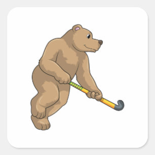 Bear at Hockey with Hockey bat Square Sticker