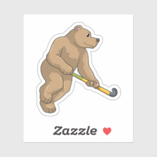 Bear at Hockey with Hockey bat Sticker