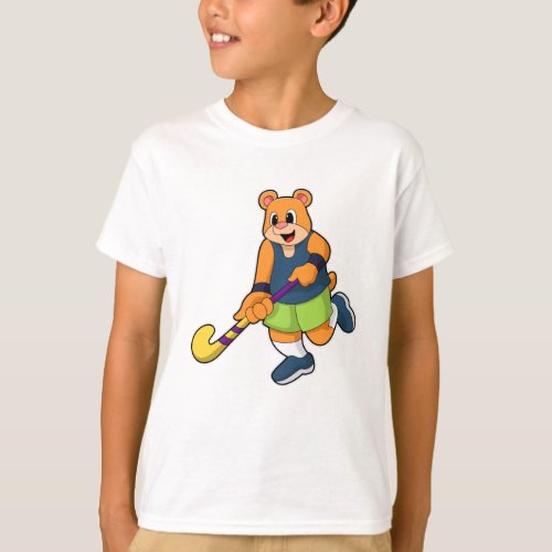 Bear at Hockey with Hockey bat T_Shirt