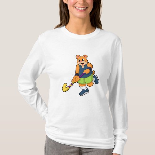 Bear at Hockey with Hockey bat T_Shirt