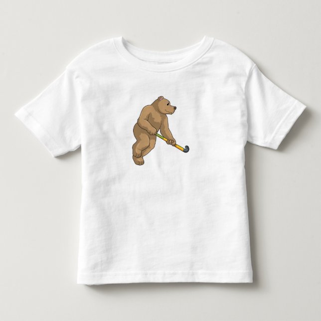 Bear at Hockey with Hockey bat Toddler T-shirt (Front)