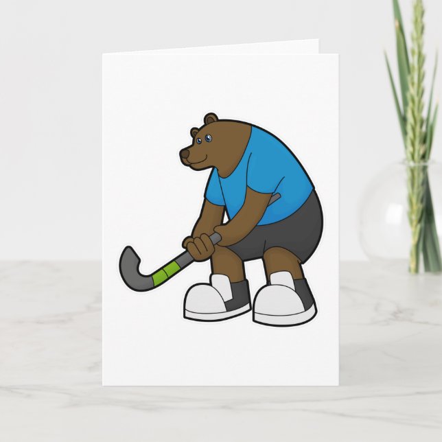 Bear at Hockey with Hockey stick Card (Front)