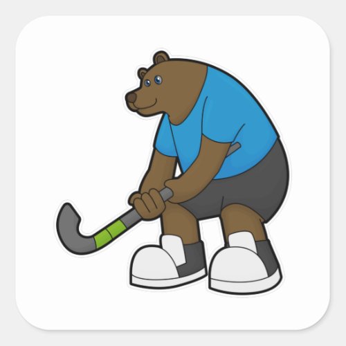 Bear at Hockey with Hockey stick Square Sticker