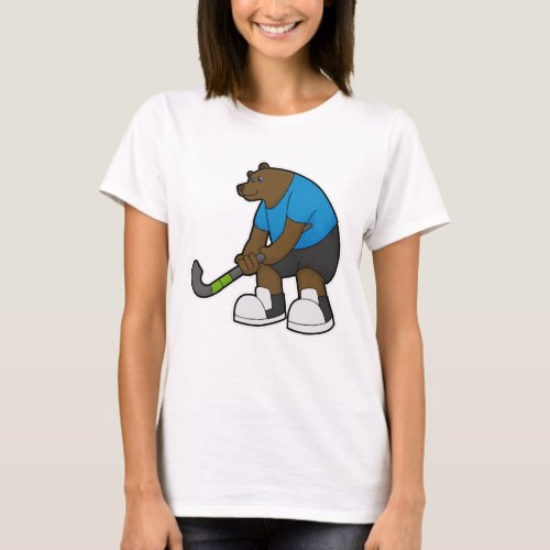 Bear at Hockey with Hockey stick T_Shirt