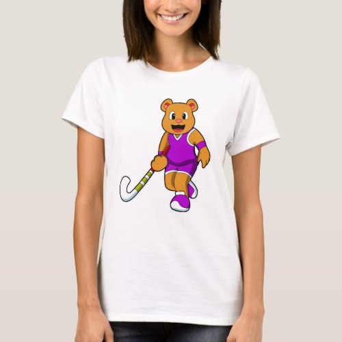 Bear at Hockey with Hockey stick T_Shirt