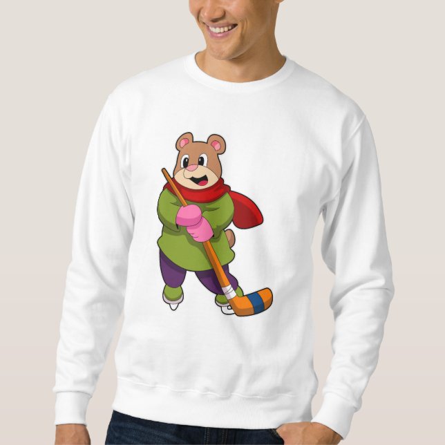 Bear at Ice hockey with Ice hockey stick Sweatshirt (Front)