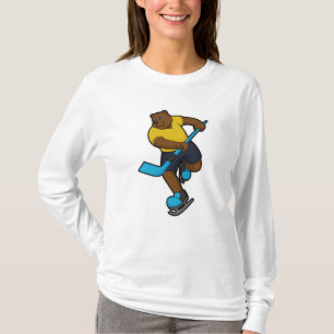 Bear at Ice hockey with Ice hockey stick T-Shirt