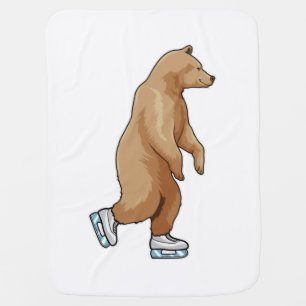 Bear at Ice skating with Ice skates Baby Blanket