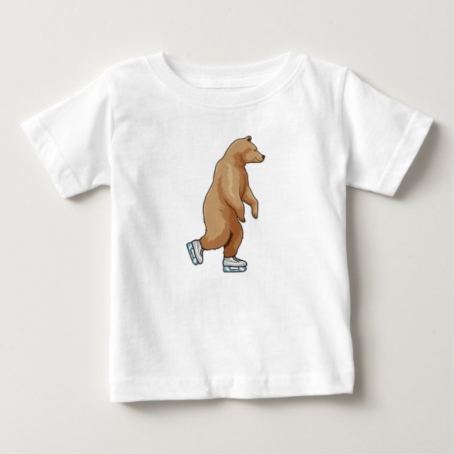 Bear at Ice skating with Ice skates Baby T-Shirt (Front)
