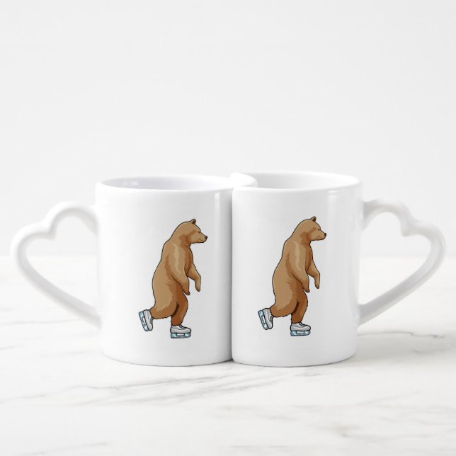 Bear at Ice skating with Ice skates Coffee Mug Set (Front Nesting)