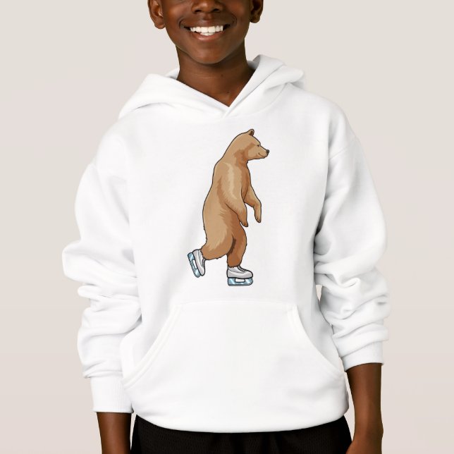 Bear at Ice skating with Ice skates Hoodie (Front)