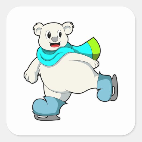 Bear at Ice skating with Ice skates Square Sticker