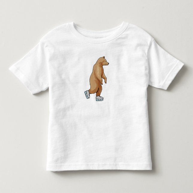 Bear at Ice skating with Ice skates Toddler T-shirt (Front)