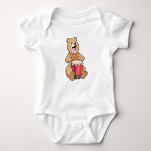 Bear at Music with Drum Baby Bodysuit