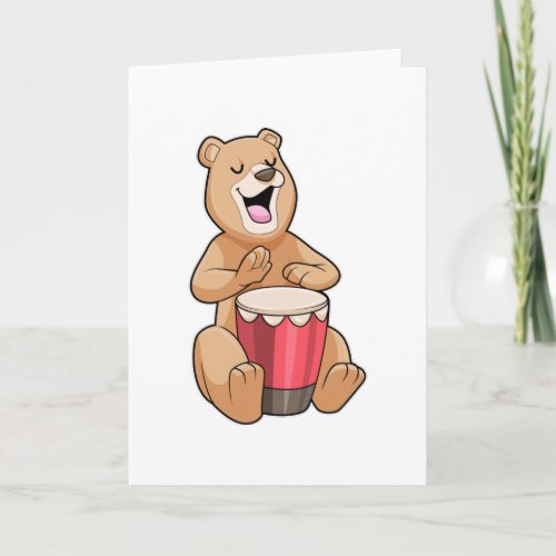 Bear at Music with Drum Card