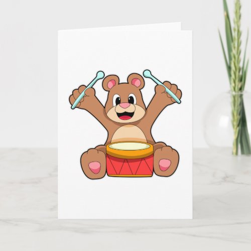 Bear at Music with Drum Card