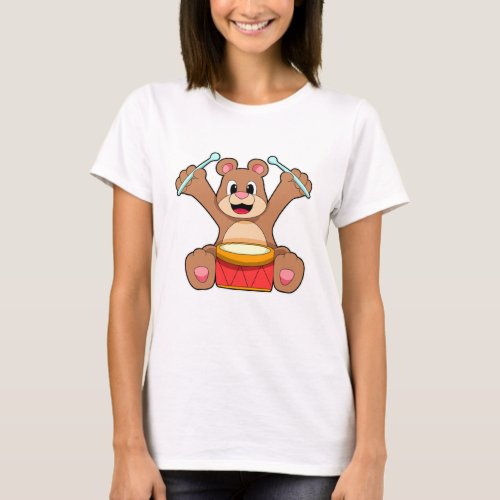 Bear at Music with Drum T_Shirt