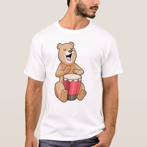 Bear at Music with Drum T_Shirt