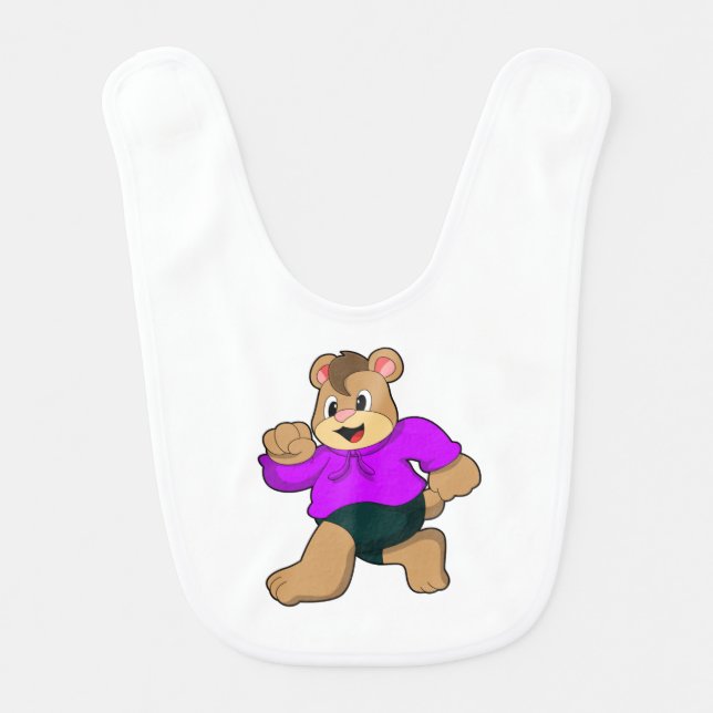 Bear at Running Baby Bib (Front)