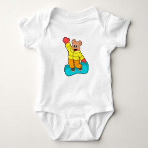 Bear at Snowboard Sports Baby Bodysuit