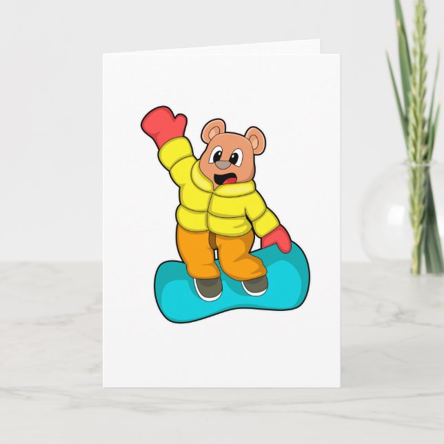 Bear at Snowboard Sports Card (Front)