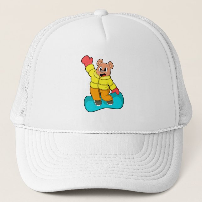 Bear at Snowboard Sports Trucker Hat (Front)