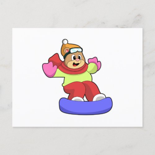 Bear at Snowboarding with Snowboard Postcard