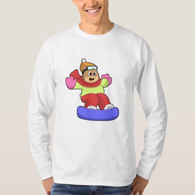 Bear at Snowboarding with Snowboard T-Shirt (Front)