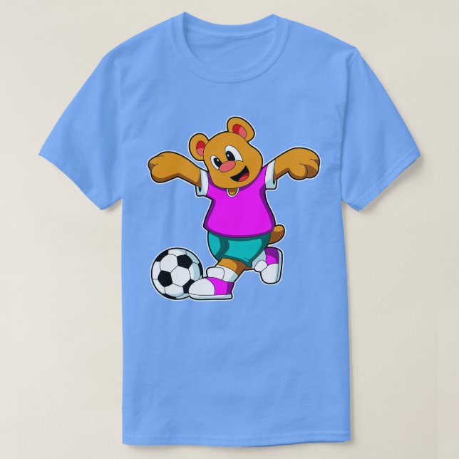 Bear at Sports with Soccer T-Shirt (Design Front)