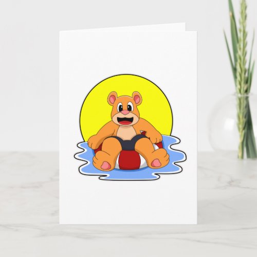 Bear at Swimming with Swim ring Card