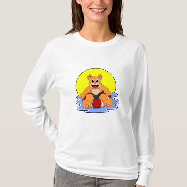 Bear at Swimming with Swim ring T-Shirt (Front)