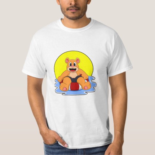 Bear at Swimming with Swim ring T_Shirt