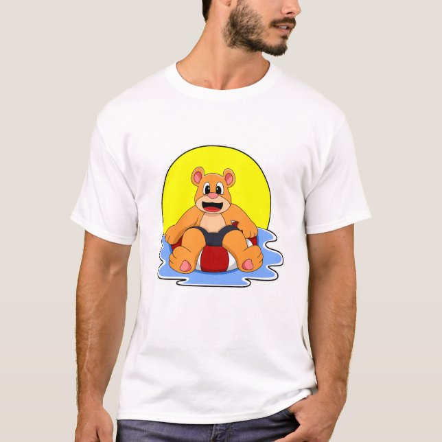 Bear at Swimming with Swim ring T-Shirt (Front)