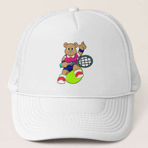 Bear at Tennis with Tennis racket  Tennis ball Trucker Hat